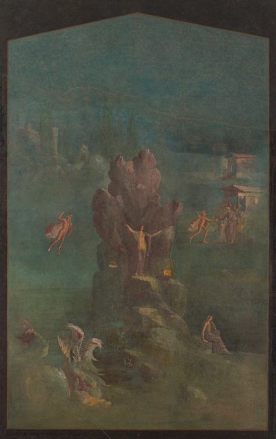 Perseus and Andromeda in landscape, from the imperial villa at Boscotrecase by Roman